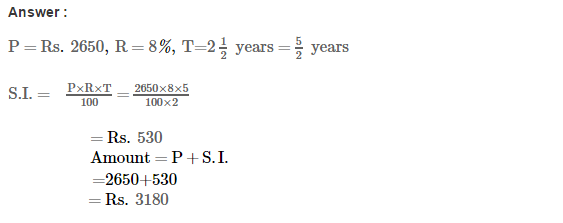 RS Aggarwal Class 7 Maths Solutions Exercise 12A - Simple Interest 4.1