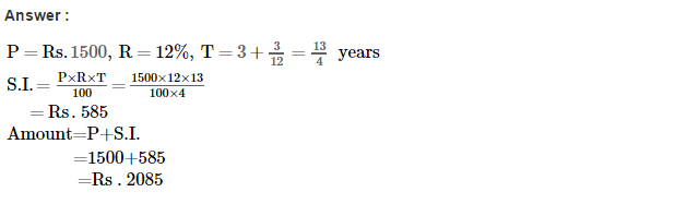 RS Aggarwal Class 7 Maths Solutions Exercise 12A - Simple Interest 5.1