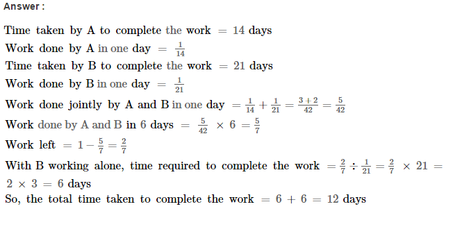 Time and Work RS Aggarwal Class 8 Maths Solutions Ex 13A 10.1
