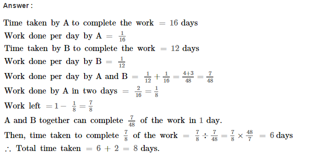 Time and Work RS Aggarwal Class 8 Maths Solutions Ex 13A 9.1
