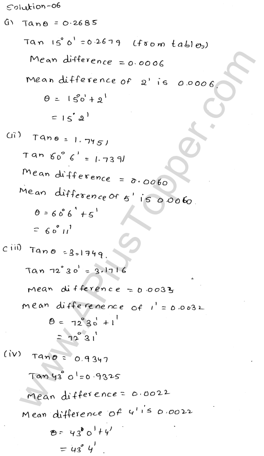 ML Aggarwal ICSE Solutions for Class 10 Maths Chapter 20 Trigonometric Tables Q1.7