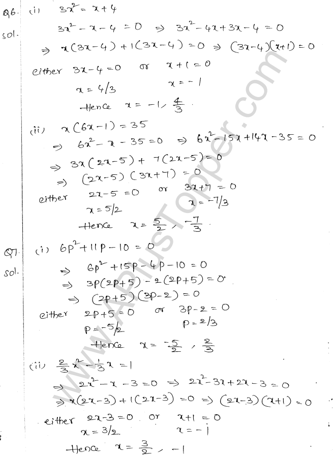 ML Aggarwal ICSE Solutions for Class 10 Maths Chapter 6 Quadratic Equations in One Variable Q6.4