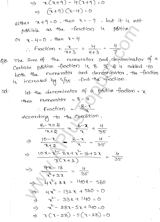 ML Aggarwal ICSE Solutions for Class 10 Maths Chapter 6 Quadratic Equations in One Variable Q6.41
