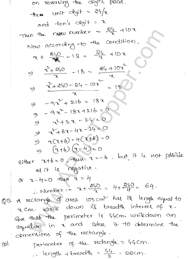 ML Aggarwal ICSE Solutions for Class 10 Maths Chapter 6 Quadratic Equations in One Variable Q6.43