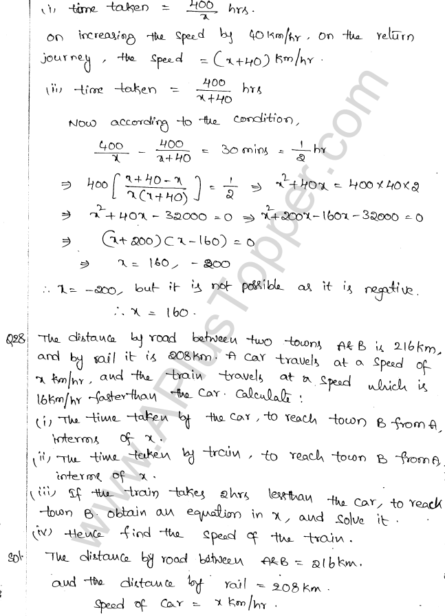 ML Aggarwal ICSE Solutions for Class 10 Maths Chapter 6 Quadratic Equations in One Variable Q6.54