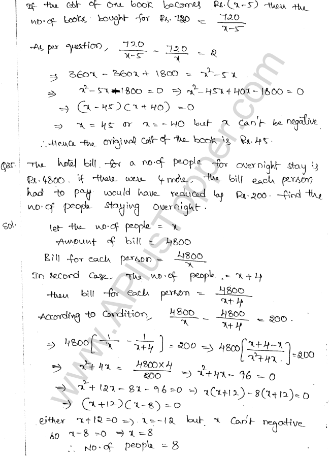 ML Aggarwal ICSE Solutions for Class 10 Maths Chapter 6 Quadratic Equations in One Variable Q6.59