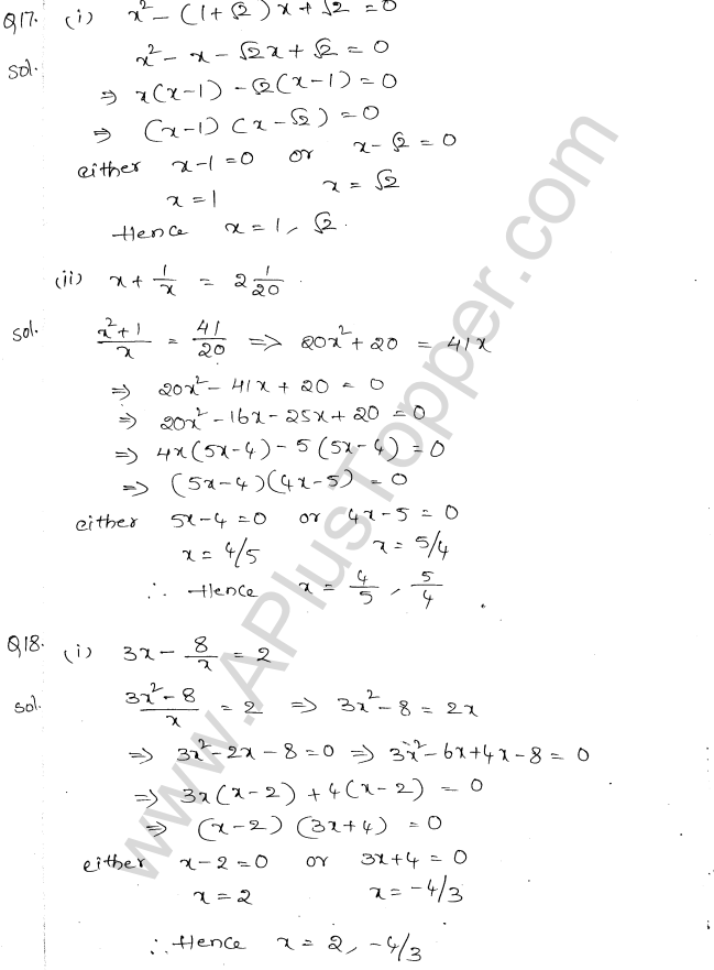 ML Aggarwal ICSE Solutions for Class 10 Maths Chapter 6 Quadratic Equations in One Variable Q6.9