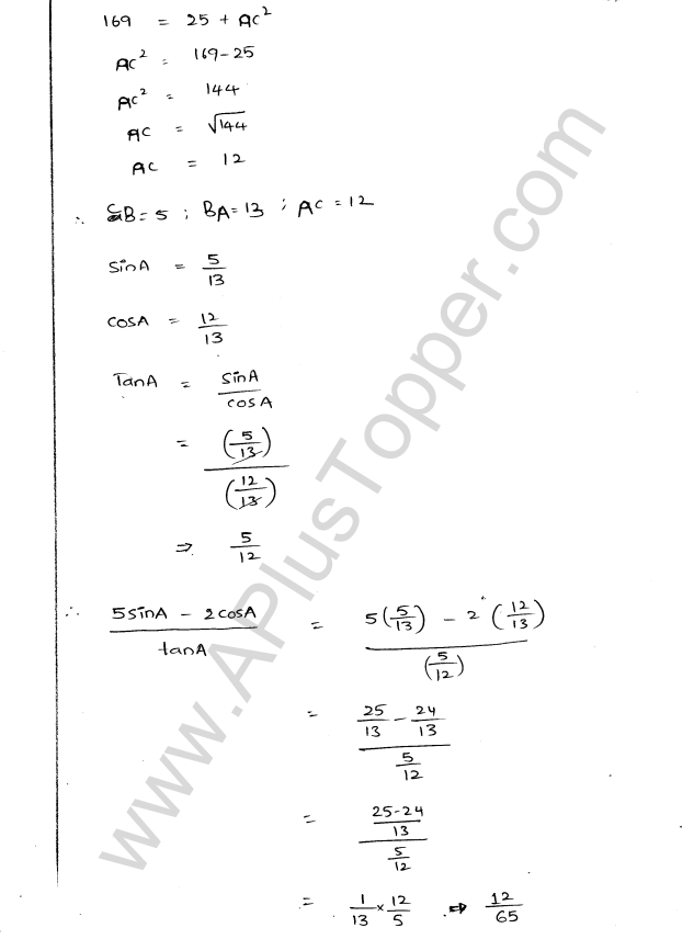 ML Aggarwal ICSE Solutions for Class 9 Maths Chapter 17 Trigonometric Ratios Q1.29