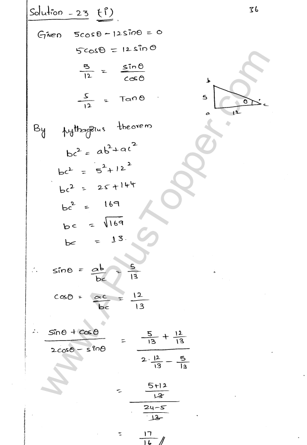 ML Aggarwal ICSE Solutions for Class 9 Maths Chapter 17 Trigonometric Ratios Q1.36