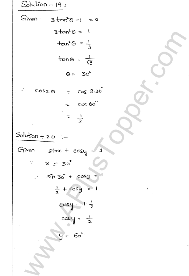 ML Aggarwal ICSE Solutions for Class 9 Maths Chapter 18 Trigonometric Ratios and Standard Angles Q1.21