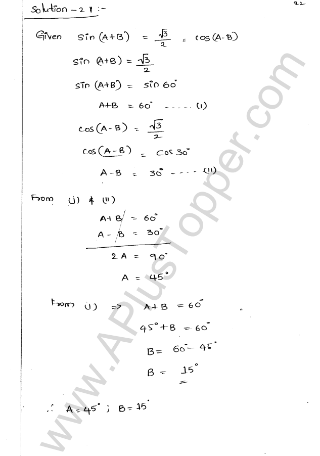 ML Aggarwal ICSE Solutions for Class 9 Maths Chapter 18 Trigonometric Ratios and Standard Angles Q1.22