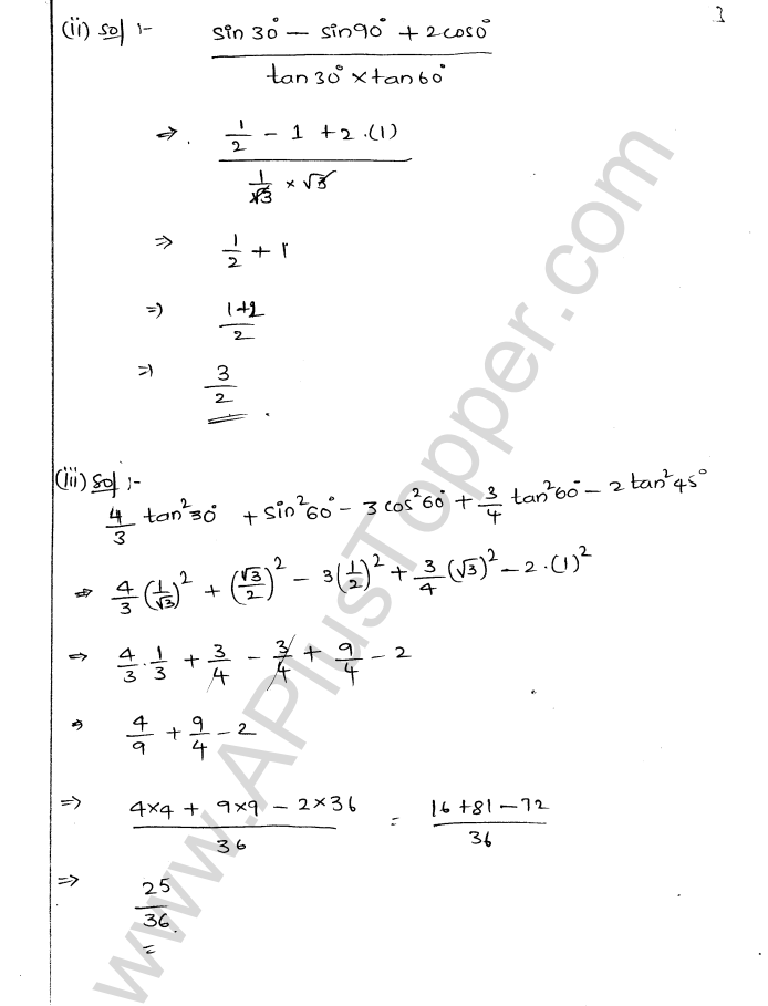 ML Aggarwal ICSE Solutions for Class 9 Maths Chapter 18 Trigonometric Ratios and Standard Angles Q1.3
