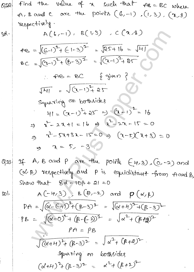 ML Aggarwal ICSE Solutions for Class 10 Maths Chapter 11 Section Formula Q1.10