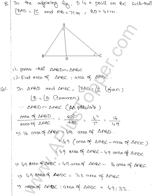 ML Aggarwal ICSE Solutions for Class 10 Maths Chapter 14 Similarity Q1.7
