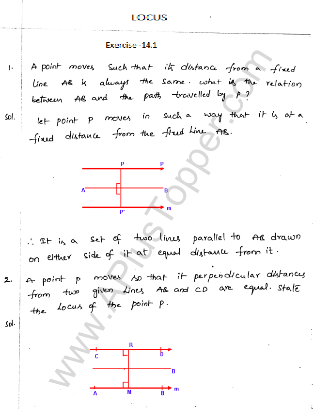 ML Aggarwal ICSE Solutions for Class 10 Maths Chapter 15 Locus Q1.1