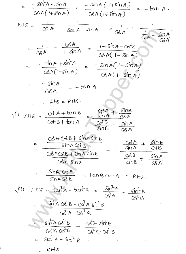 ML Aggarwal ICSE Solutions for Class 10 Maths Chapter 19 Trigonometric Identities Q1.12