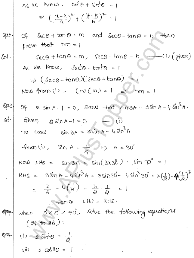 ML Aggarwal ICSE Solutions for Class 10 Maths Chapter 19 Trigonometric Identities Q1.14