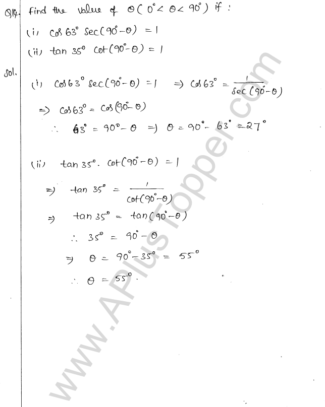 ML Aggarwal ICSE Solutions for Class 10 Maths Chapter 19 Trigonometric Identities Q1.23