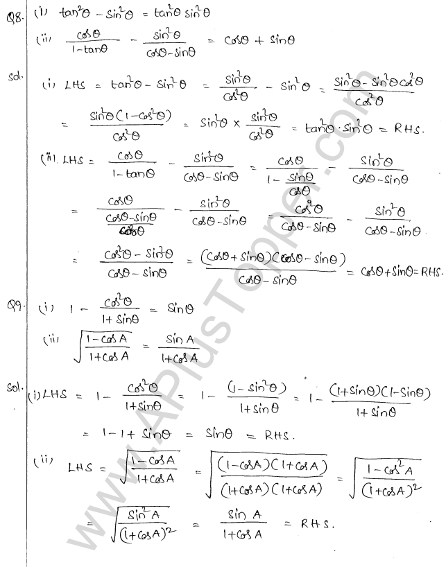 ML Aggarwal ICSE Solutions for Class 10 Maths Chapter 19 Trigonometric Identities Q1.6