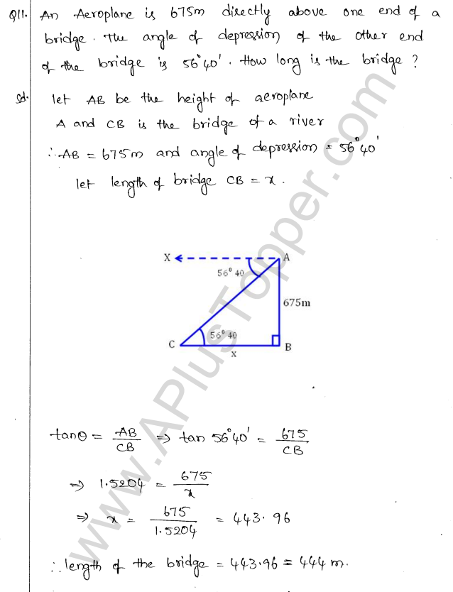 ML Aggarwal ICSE Solutions for Class 10 Maths Chapter 21 Heights and Distances Q1.10