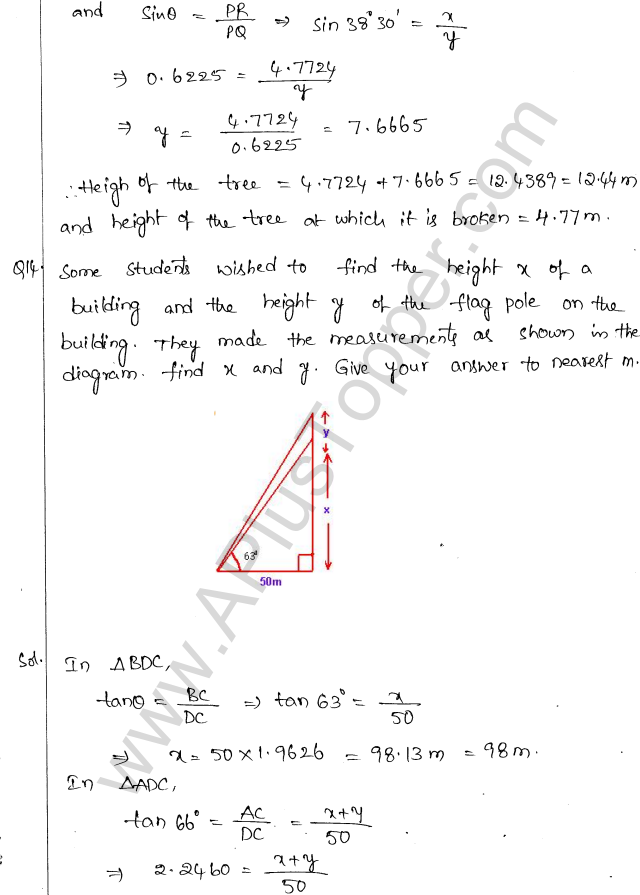 ML Aggarwal ICSE Solutions for Class 10 Maths Chapter 21 Heights and Distances Q1.13