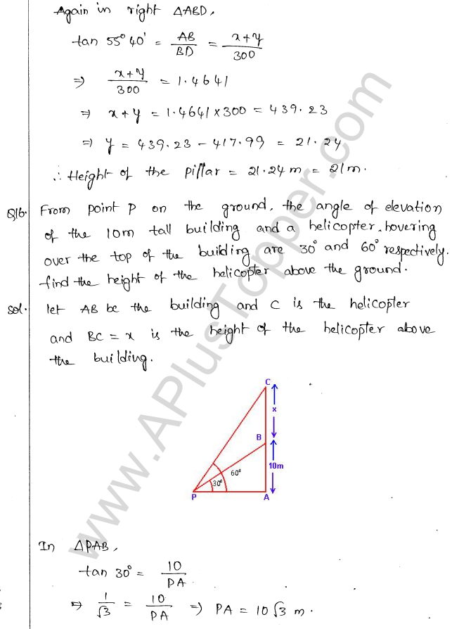 ML Aggarwal ICSE Solutions for Class 10 Maths Chapter 21 Heights and Distances Q1.15