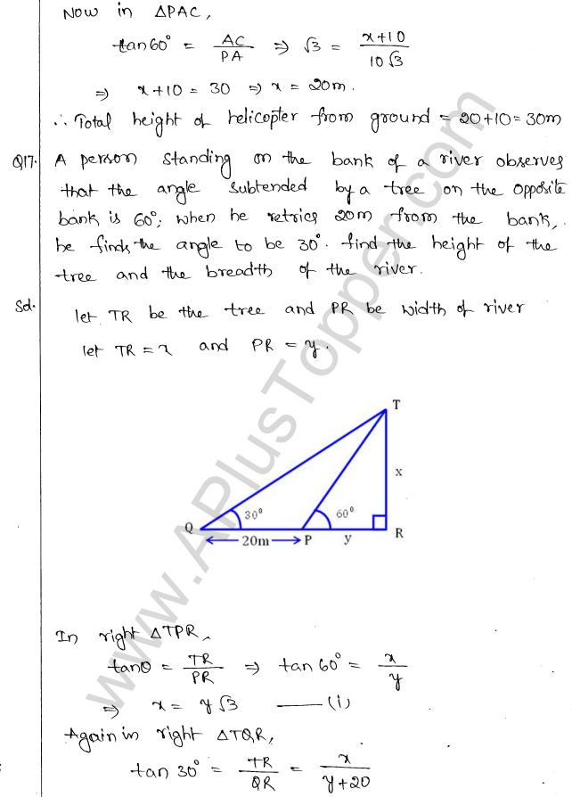 ML Aggarwal ICSE Solutions for Class 10 Maths Chapter 21 Heights and Distances Q1.16