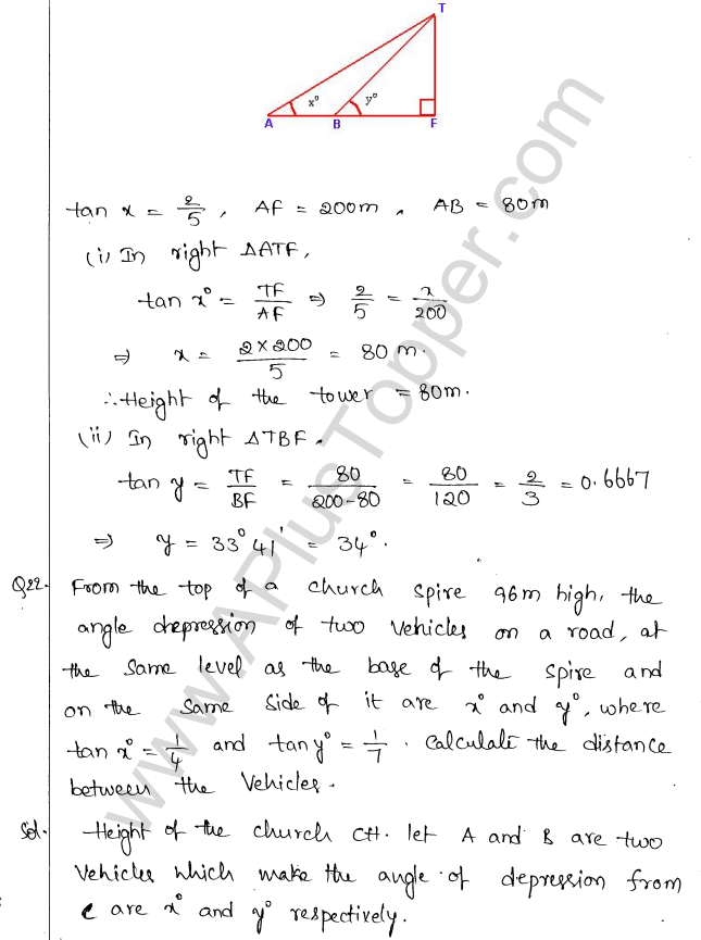 ML Aggarwal ICSE Solutions for Class 10 Maths Chapter 21 Heights and Distances Q1.21