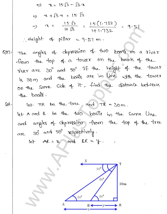 ML Aggarwal ICSE Solutions for Class 10 Maths Chapter 21 Heights and Distances Q1.28