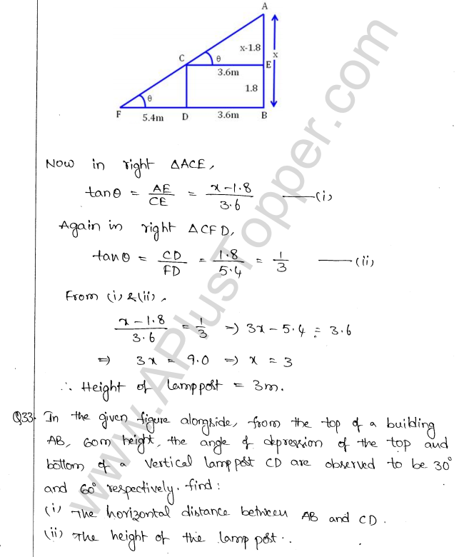ML Aggarwal ICSE Solutions for Class 10 Maths Chapter 21 Heights and Distances Q1.35