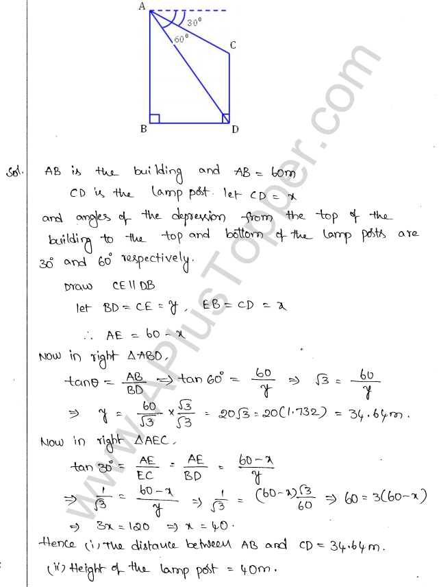 ML Aggarwal ICSE Solutions for Class 10 Maths Chapter 21 Heights and Distances Q1.36