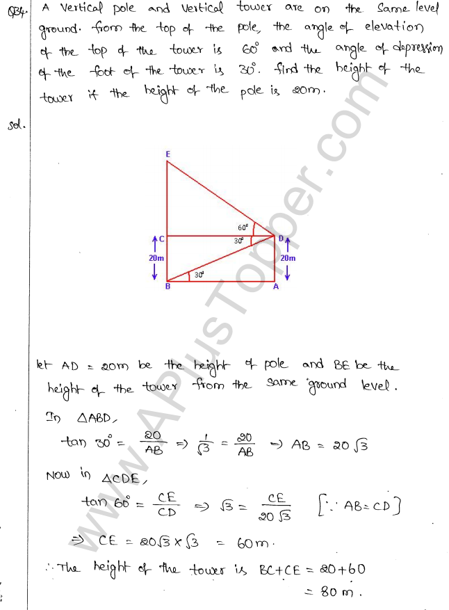 ML Aggarwal ICSE Solutions for Class 10 Maths Chapter 21 Heights and Distances Q1.37