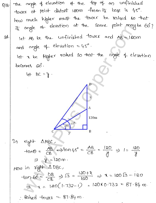 ML Aggarwal ICSE Solutions for Class 10 Maths Chapter 21 Heights and Distances Q1.39