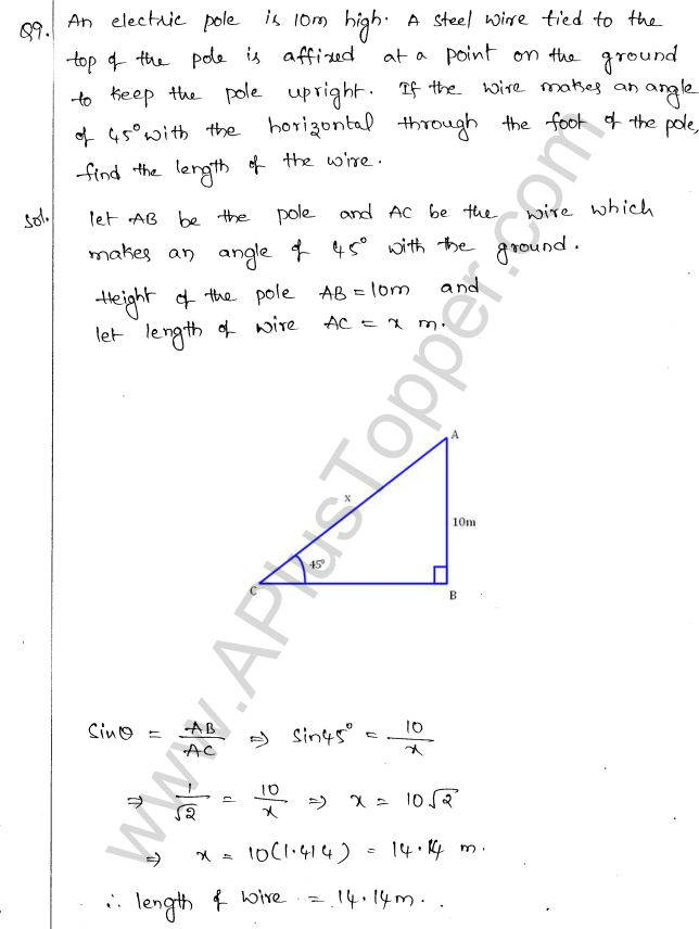 ML Aggarwal ICSE Solutions for Class 10 Maths Chapter 21 Heights and Distances Q1.8