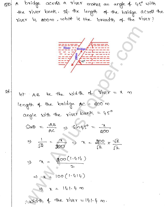 ML Aggarwal ICSE Solutions for Class 10 Maths Chapter 21 Heights and Distances Q1.9