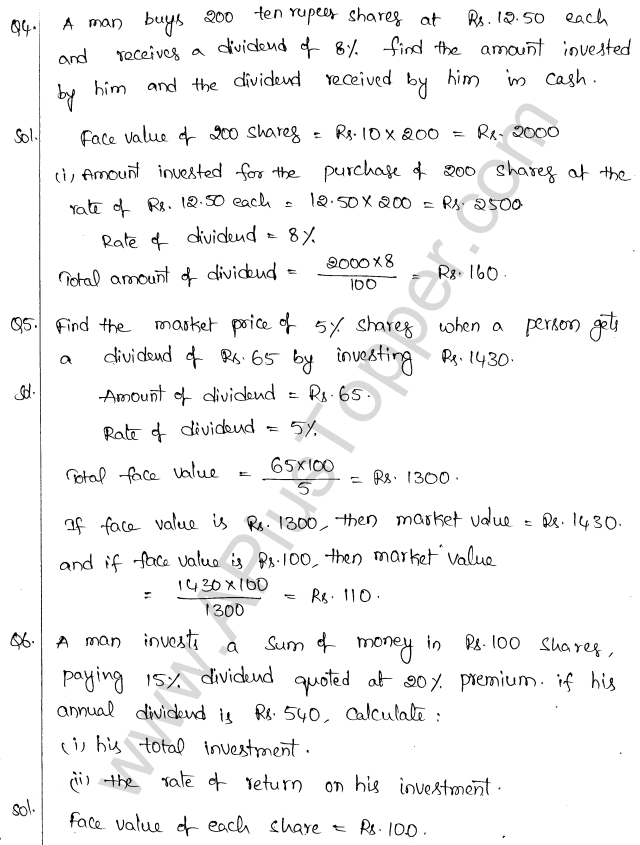ML Aggarwal ICSE Solutions for Class 10 Maths Chapter 4 Shares and Dividends Q1.2