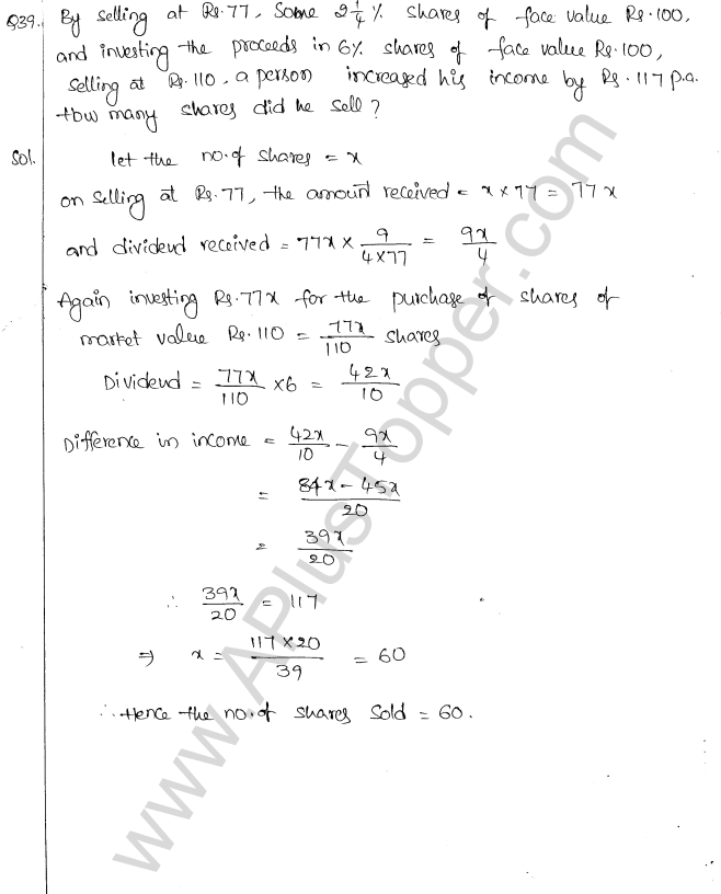 ML Aggarwal ICSE Solutions for Class 10 Maths Chapter 4 Shares and Dividends Q1.20