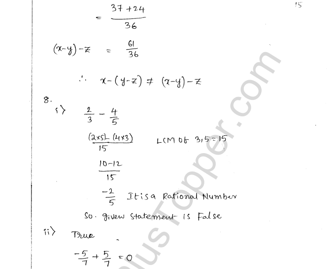 ML Aggarwal ICSE Solutions for Class 8 Maths Chapter 1 Rational Numbers 15