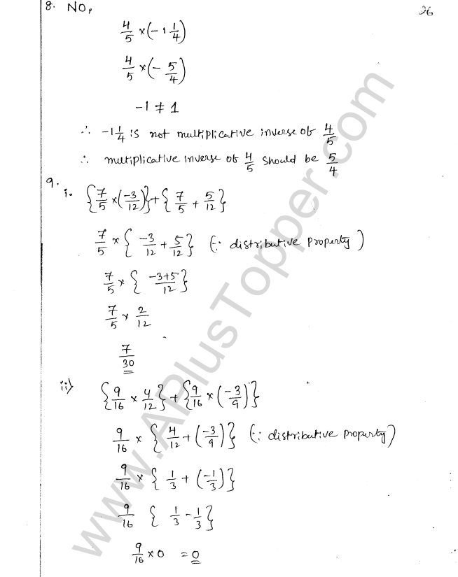 ML Aggarwal ICSE Solutions for Class 8 Maths Chapter 1 Rational Numbers 26