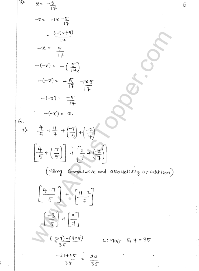ML Aggarwal ICSE Solutions for Class 8 Maths Chapter 1 Rational Numbers 6