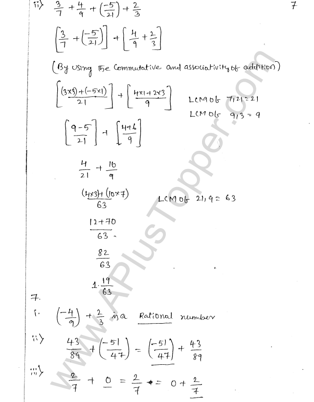ML Aggarwal ICSE Solutions for Class 8 Maths Chapter 1 Rational Numbers 7