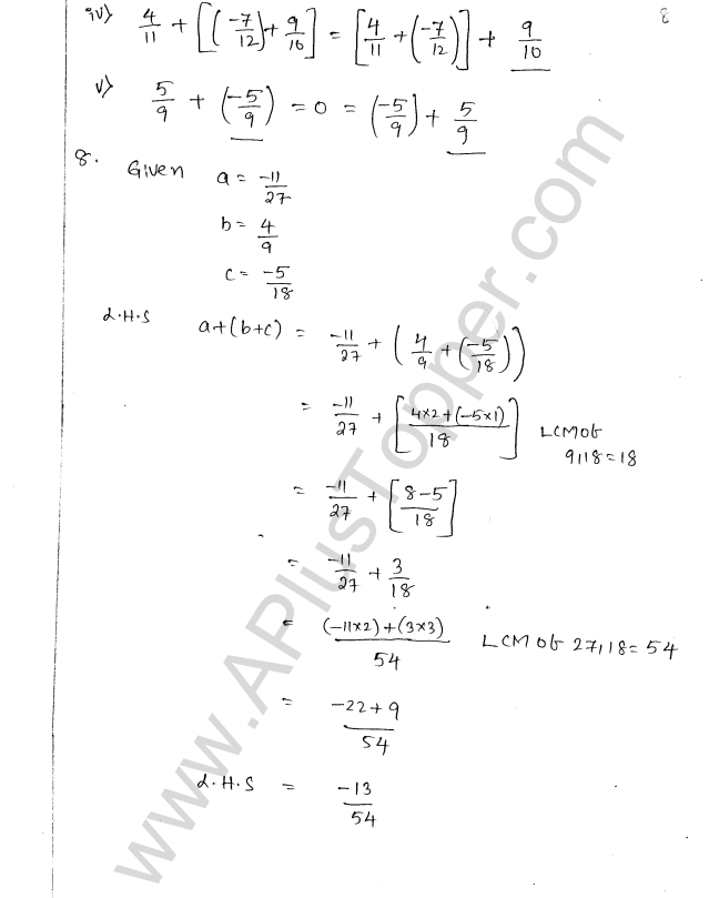 ML Aggarwal ICSE Solutions for Class 8 Maths Chapter 1 Rational Numbers 8