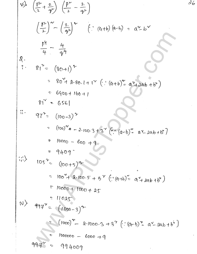 ML Aggarwal ICSE Solutions for Class 8 Maths Chapter 10 Algebraic Expressions and Identities 26
