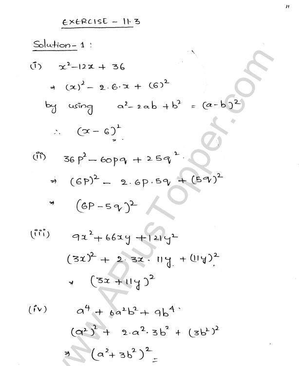 ML Aggarwal ICSE Solutions for Class 8 Maths Chapter 11 Factorisation 11