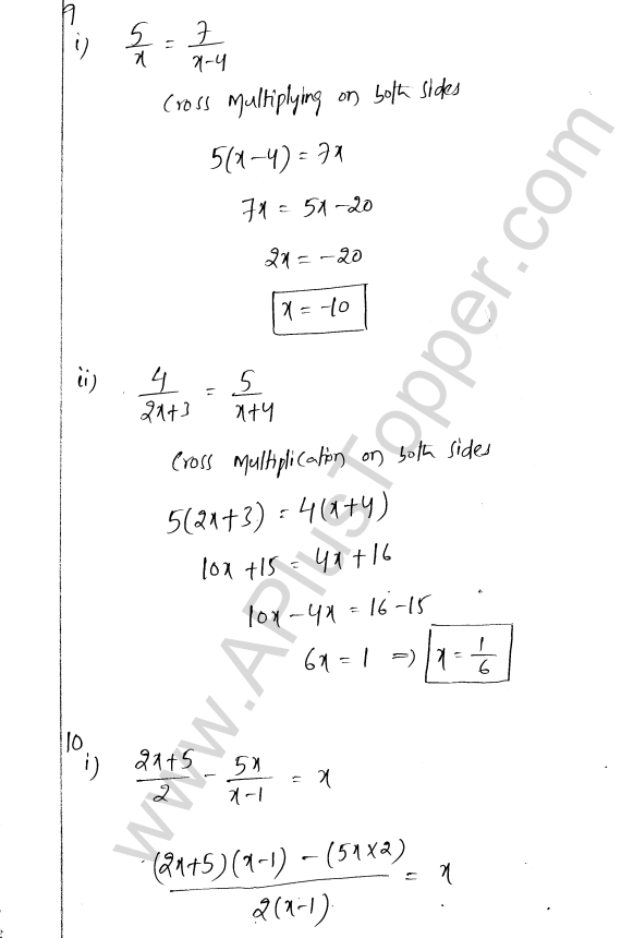 ML Aggarwal ICSE Solutions for Class 8 Maths Chapter 12 Linear Equations and Inqualities In one Variable 8
