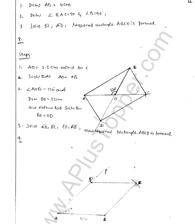 ML Aggarwal ICSE Solutions for Class 8 Maths Chapter 14 Constructions of Quadrilaterals 12