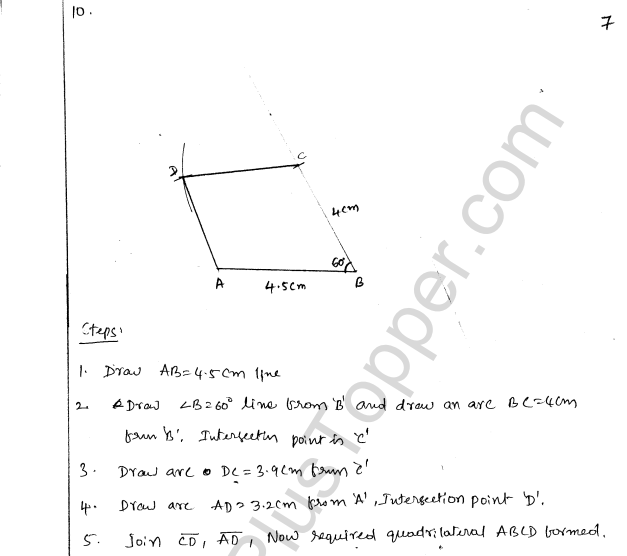 ML Aggarwal ICSE Solutions for Class 8 Maths Chapter 14 Constructions of Quadrilaterals 7