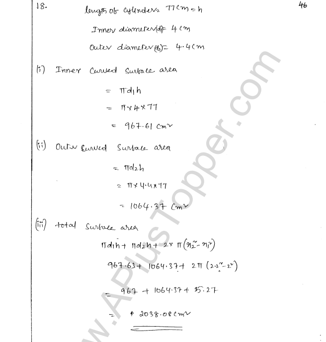 ML Aggarwal ICSE Solutions for Class 8 Maths Chapter 18 Mensuration 46