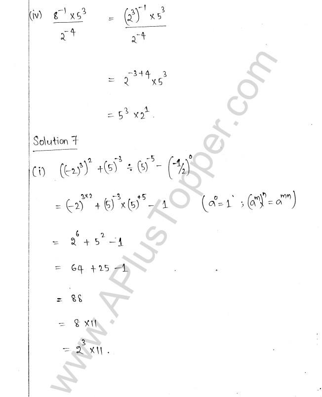 ML Aggarwal ICSE Solutions for Class 8 Maths Chapter 2 Exponents and Powers 7