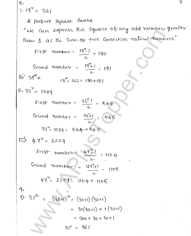 ML Aggarwal ICSE Solutions for Class 8 Maths Chapter 3 Squares and Square Roots 9
